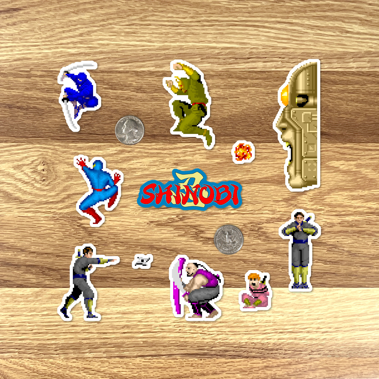 Shinobi Stickers Arcade Pixel Art 34 Sticker Pack