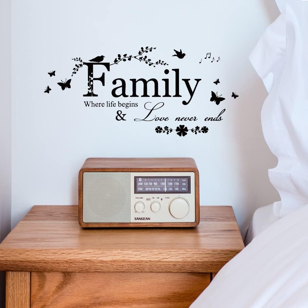 Family Letter Quote Removable Vinyl Decal Art Mural Home 22" x 10", Black