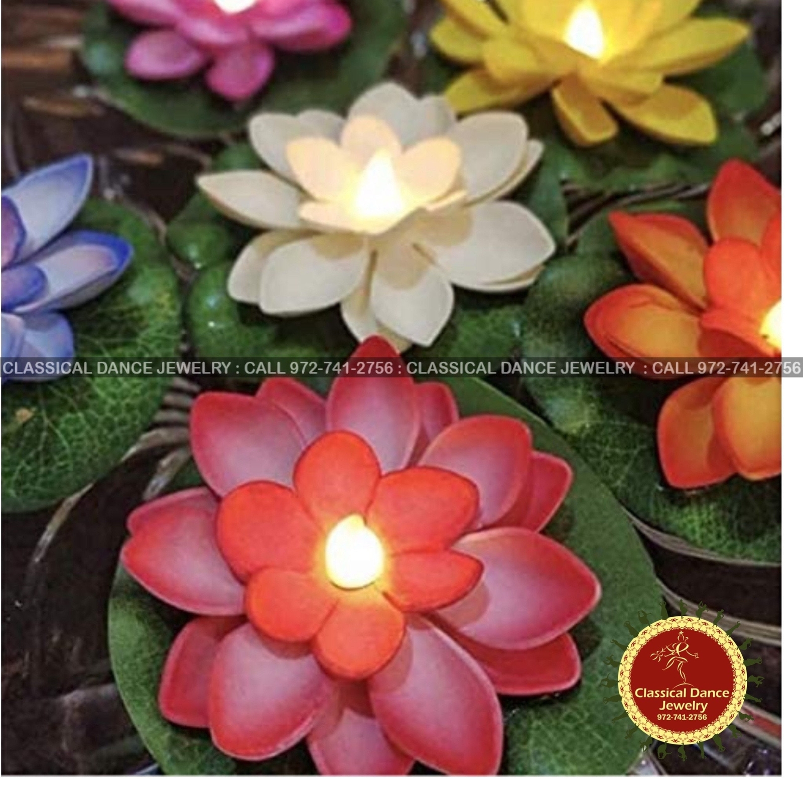 Diwali Water Floating Multicolor LED Lotus Candle Diya (6 Pcs ) lamps |