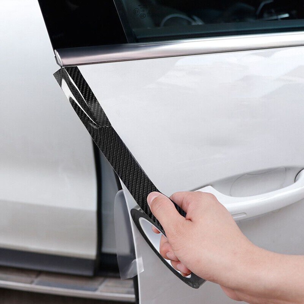 3pcs Carbon Fiber Car Stickers Door Sill Anti-Scratch Tape DIY Protection Film