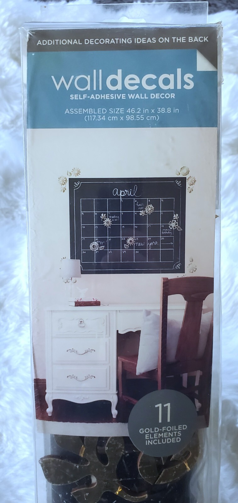 DCWV Home Self Adhesive Wall Calendar w/ 11 Gold Foiled Elements/ Decals