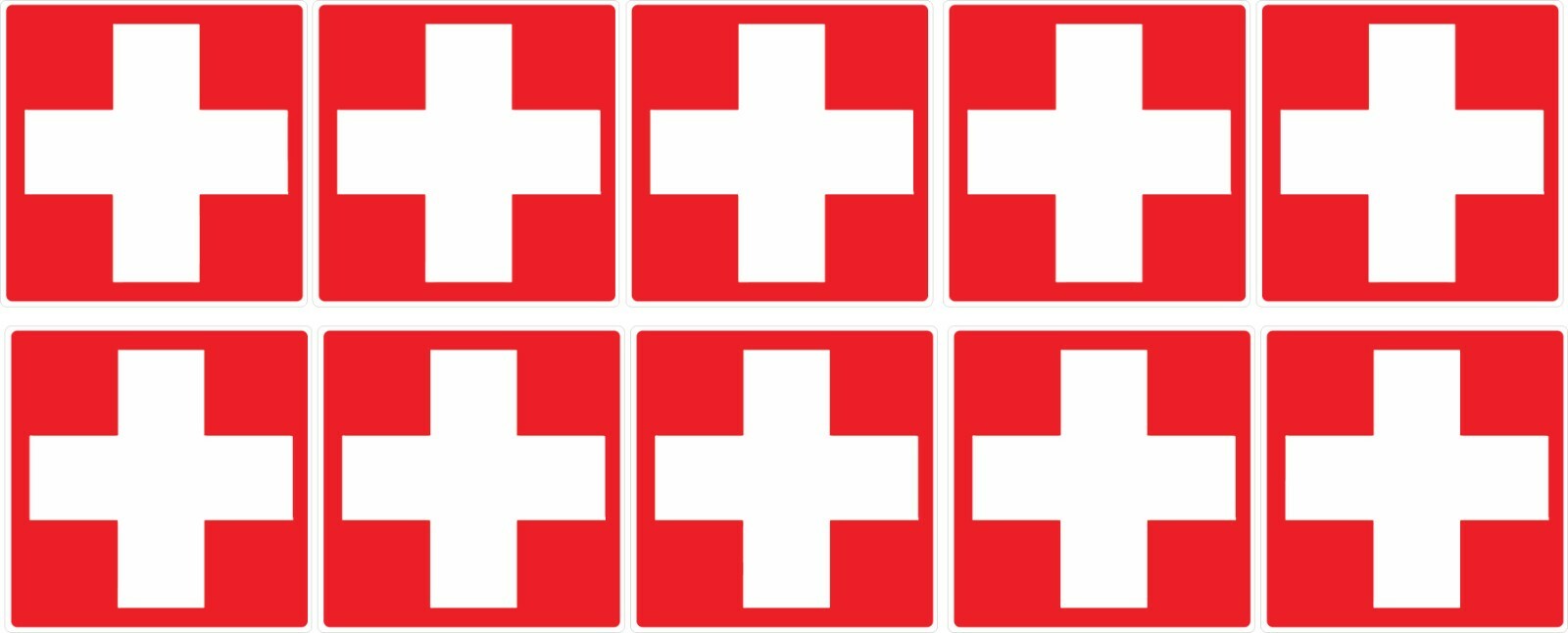 Red Cross Vinyl Decal Sticker 1.0" x 1.0" (10 Pack) P35
