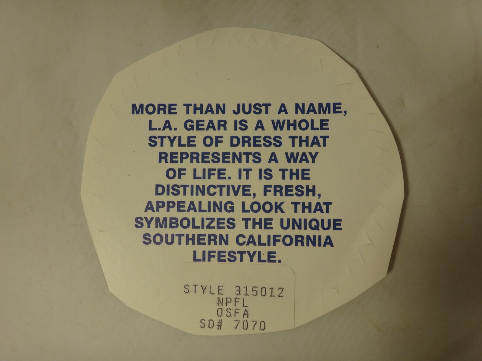 Vintage LA Gear – Los Angeles Gear Shoes – Decal Sticker – New – Round 3.5in