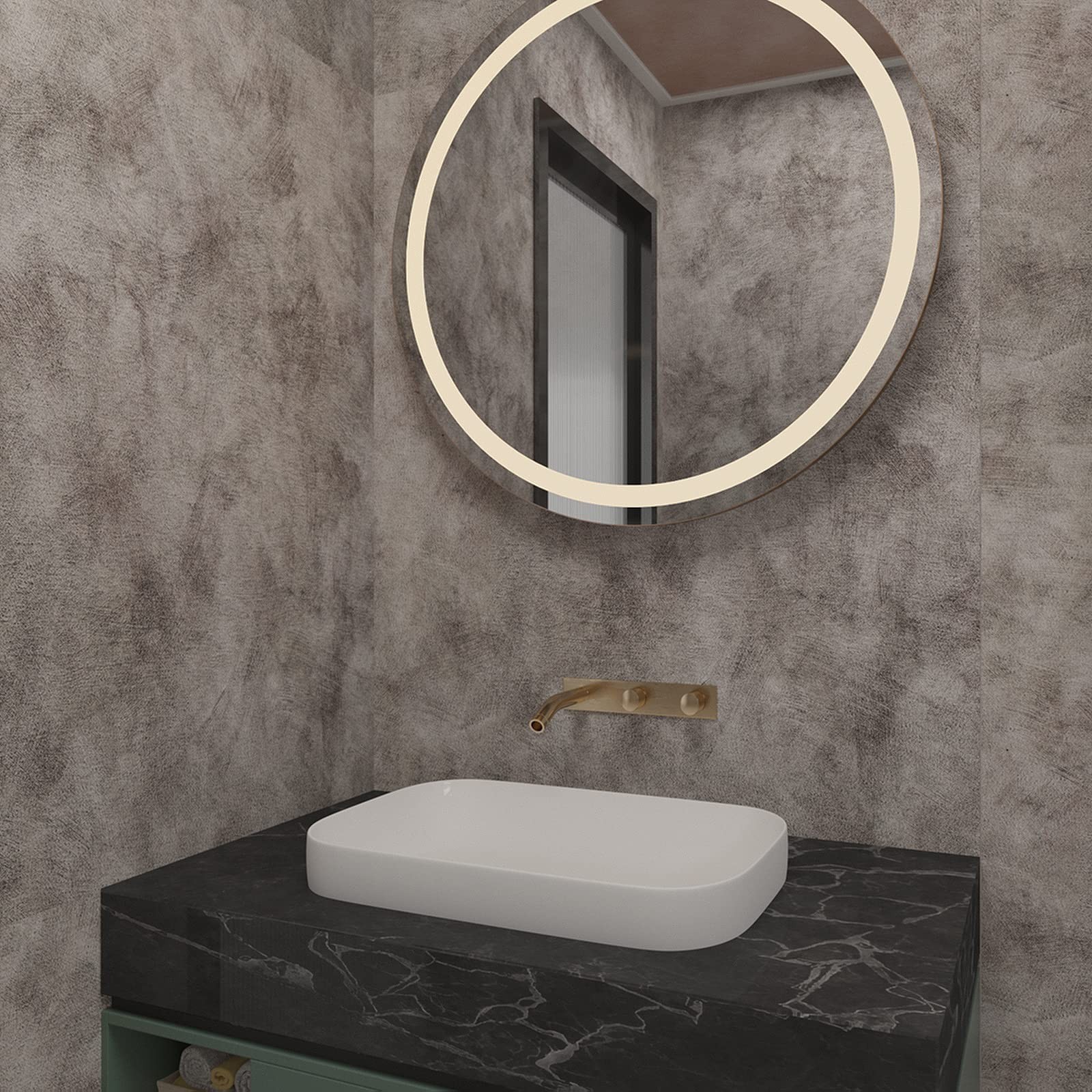 354"×16" Concrete Contact Paper Peel Stick Wallpaper, Gray Cement Matte Tex
