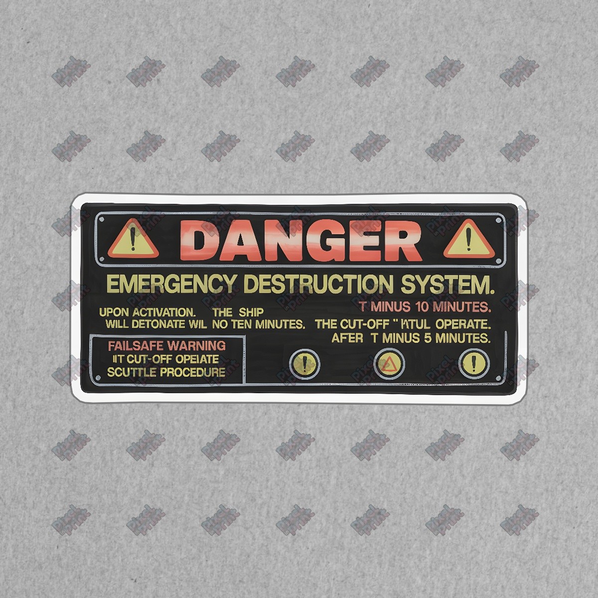 DANGER Emergency Destruction System Sticker Sci Fi Warning Sign for #19041
