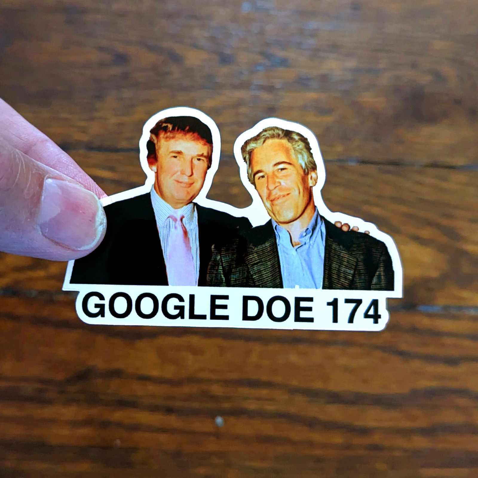 Donald Trump with Jeffrey Epstein "GOOGLE DOE 174" Sticker Pack Anti-Trump