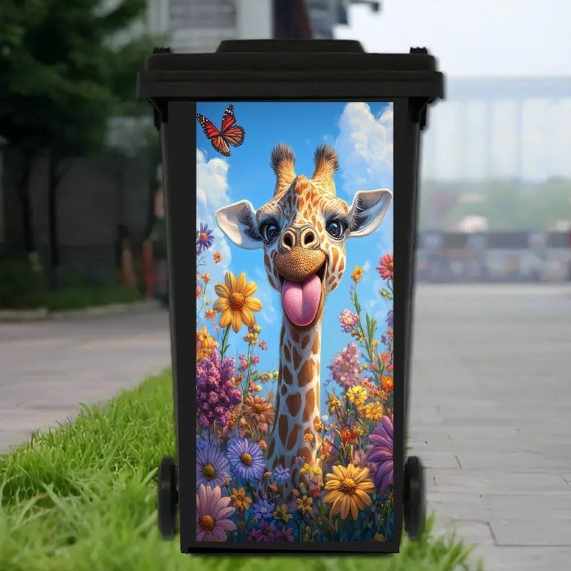 Funny Puppy Cat Donkey Trash Can Decal Large Vinyl Sticker Removable Easy Apply
