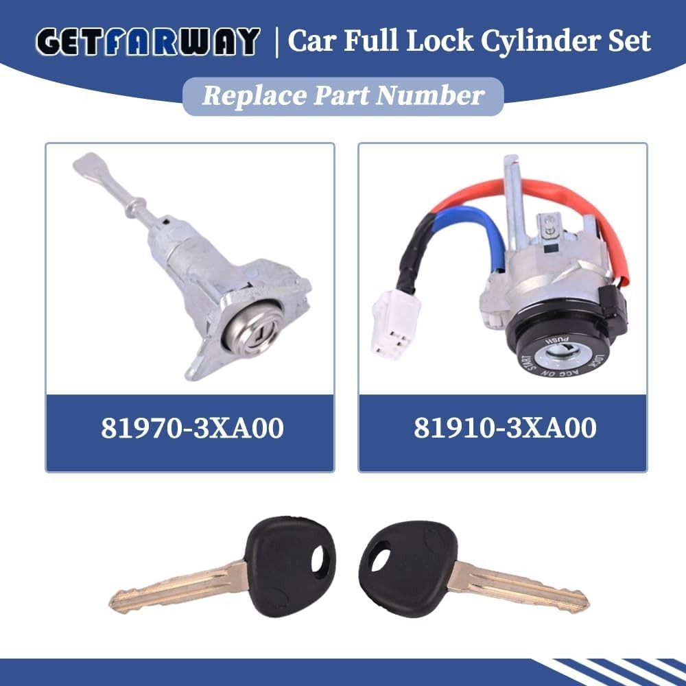 Hyundai Elantra Car Ignition Switch Door Lock Cylinder Set & 2 Keys 2011-2016