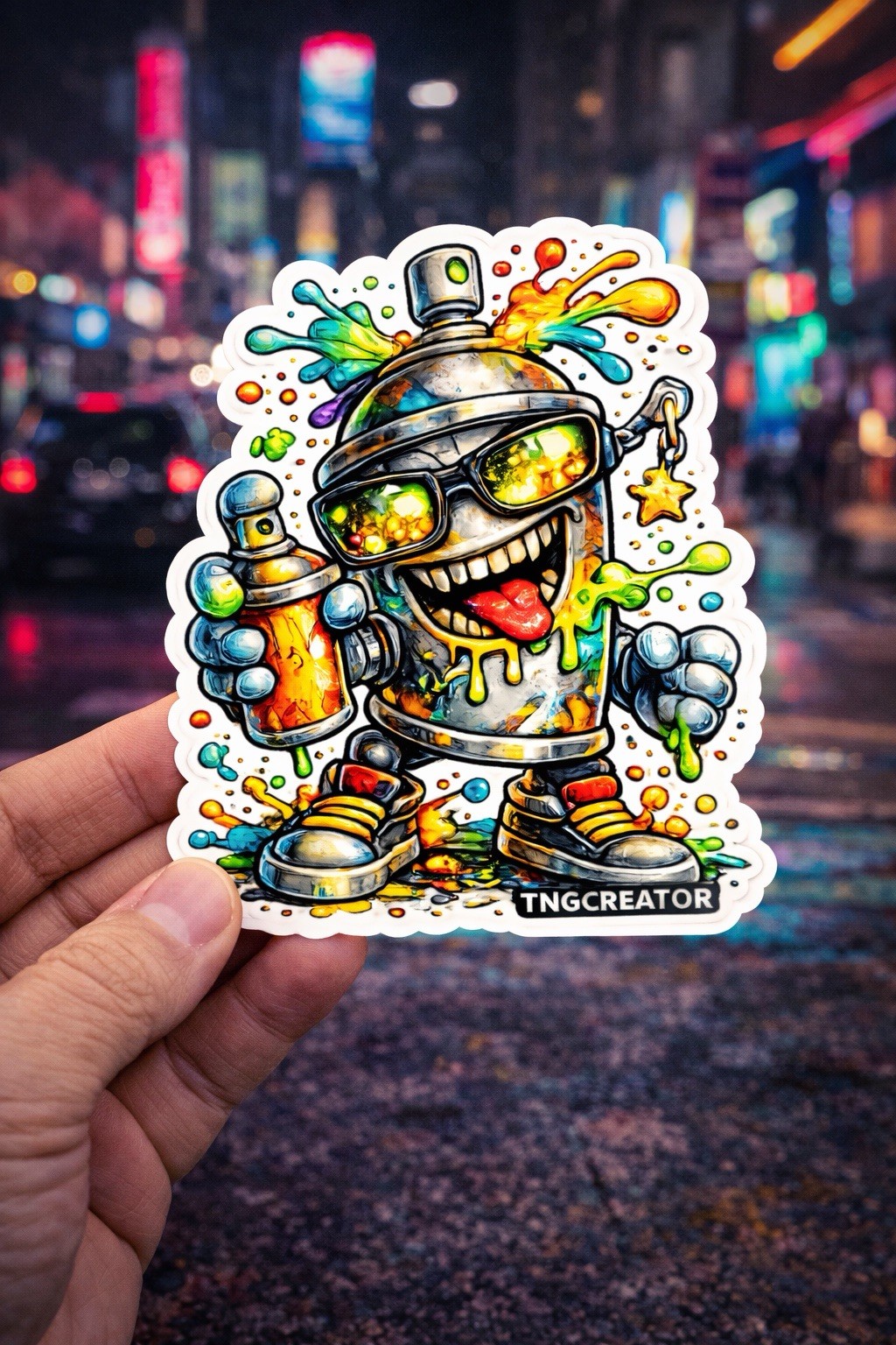 Graffiti Spray Can Character Sticker | Street Art Vinyl Decal | Urban Cartoon