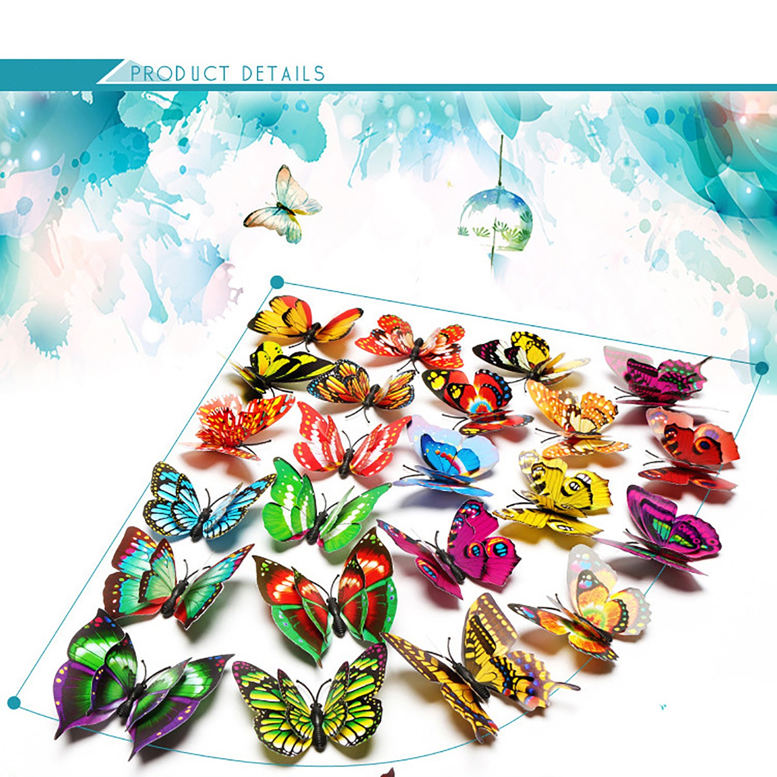 7cm 3D Mixed Color Double Layer Butterflies With Magnet Home Decoration Stickers
