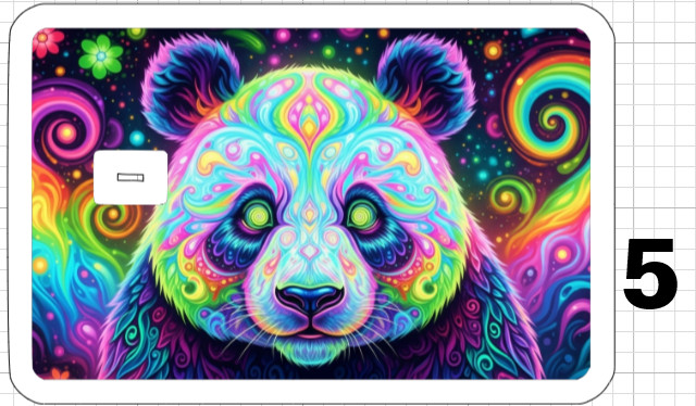 Psychedelic Panda Bear ATM Debit Credit Sticker Skin 420 Cannabis Pot Party USA