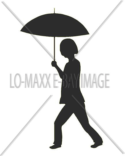 Umbrella Girl Art Cute Silhouettes Wall Window Home Decor Die Cut Vinyl Decal
