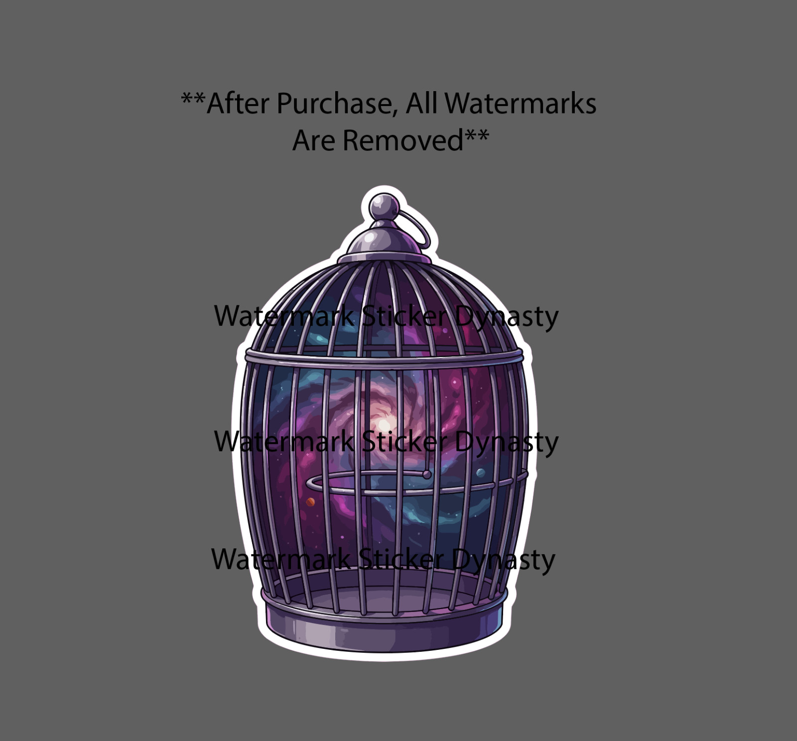 Bird Cage Sticker Waterproof Decal Galaxy Birds Animal Space Travel Gift NEW
