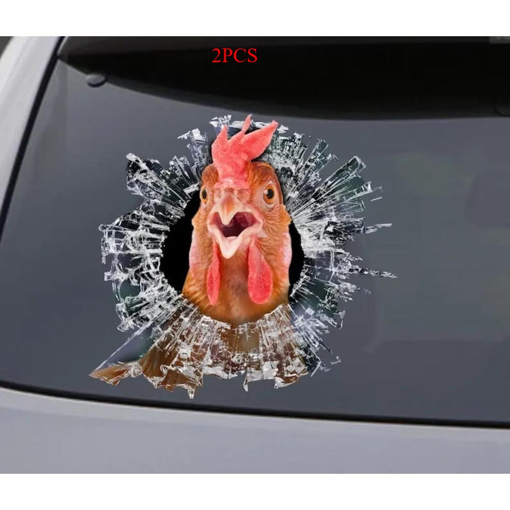 Scratch-Proof Lightweight Compact Portable 2-Piece Funny Chicken Design Stickers