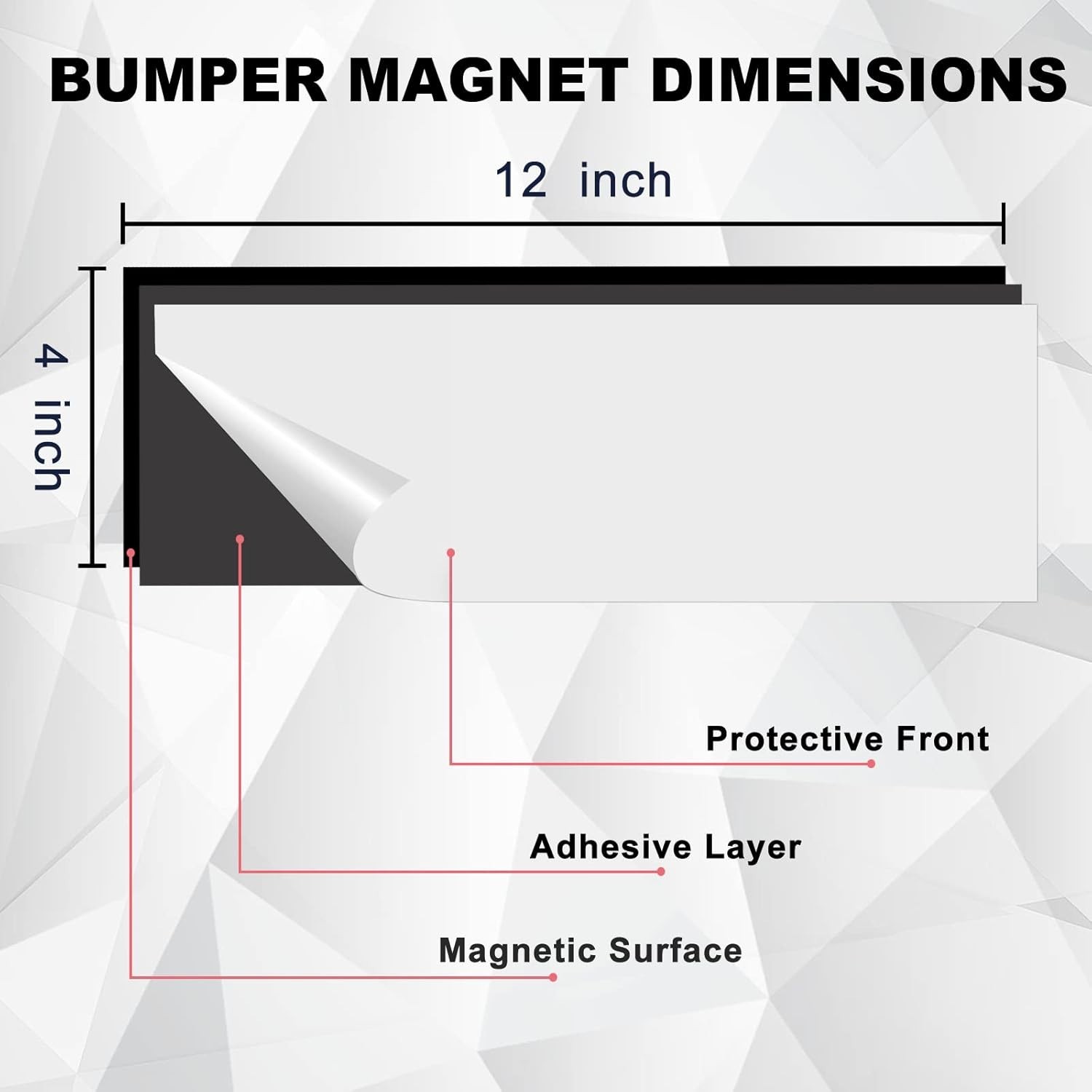 10 Pack 12" X 4" Bumper Sticker Magnets with Self Adhesive Flexible Magnetic Bum