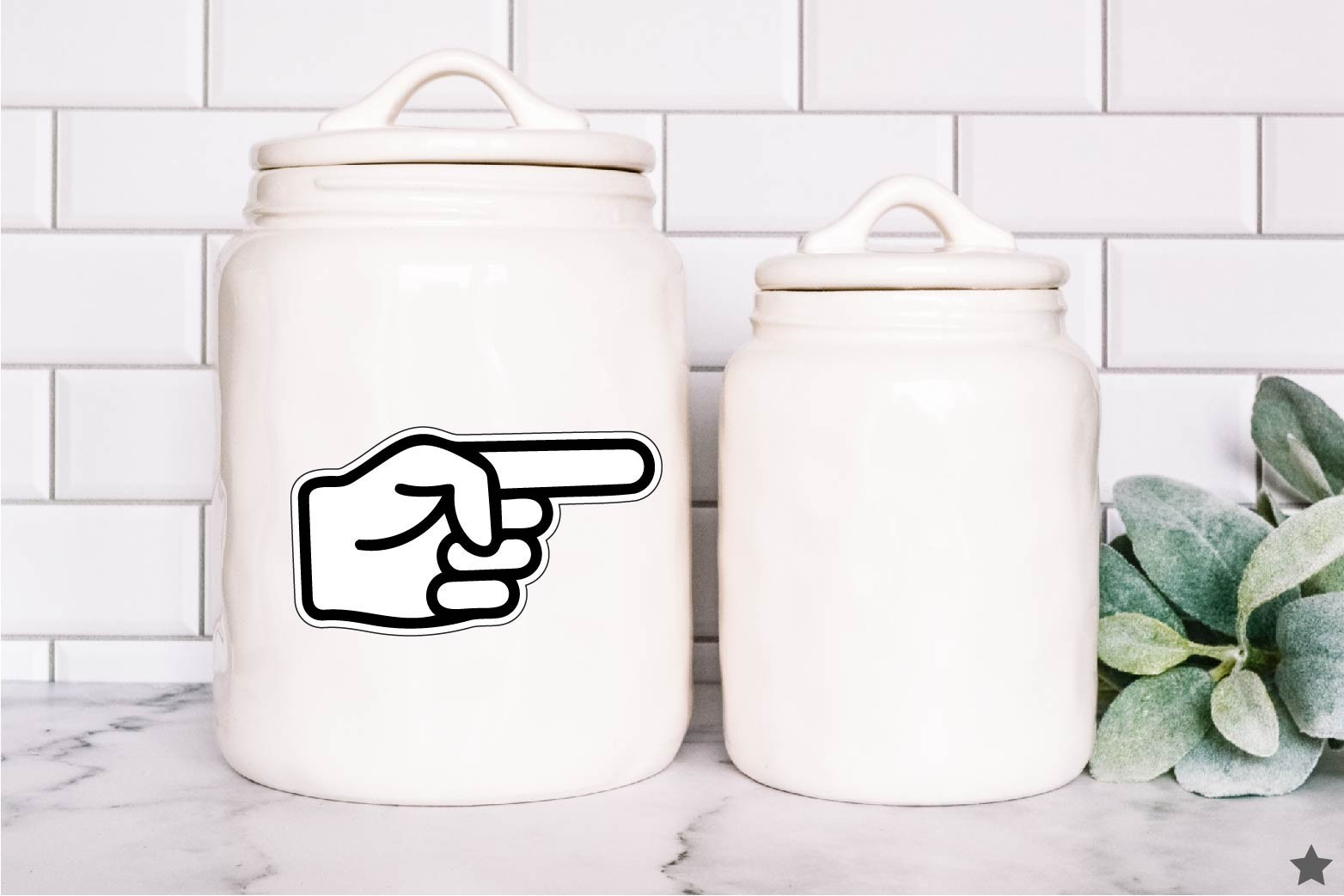 Pointing Hand Decal Sticker Left Right or Both Pointer Finger Marker Here Point