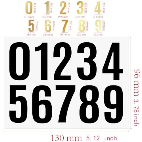 10 Sheets 1.5 Inch Number Stickers 0-9, Self-Adhesive Vinyl Numbers, Black