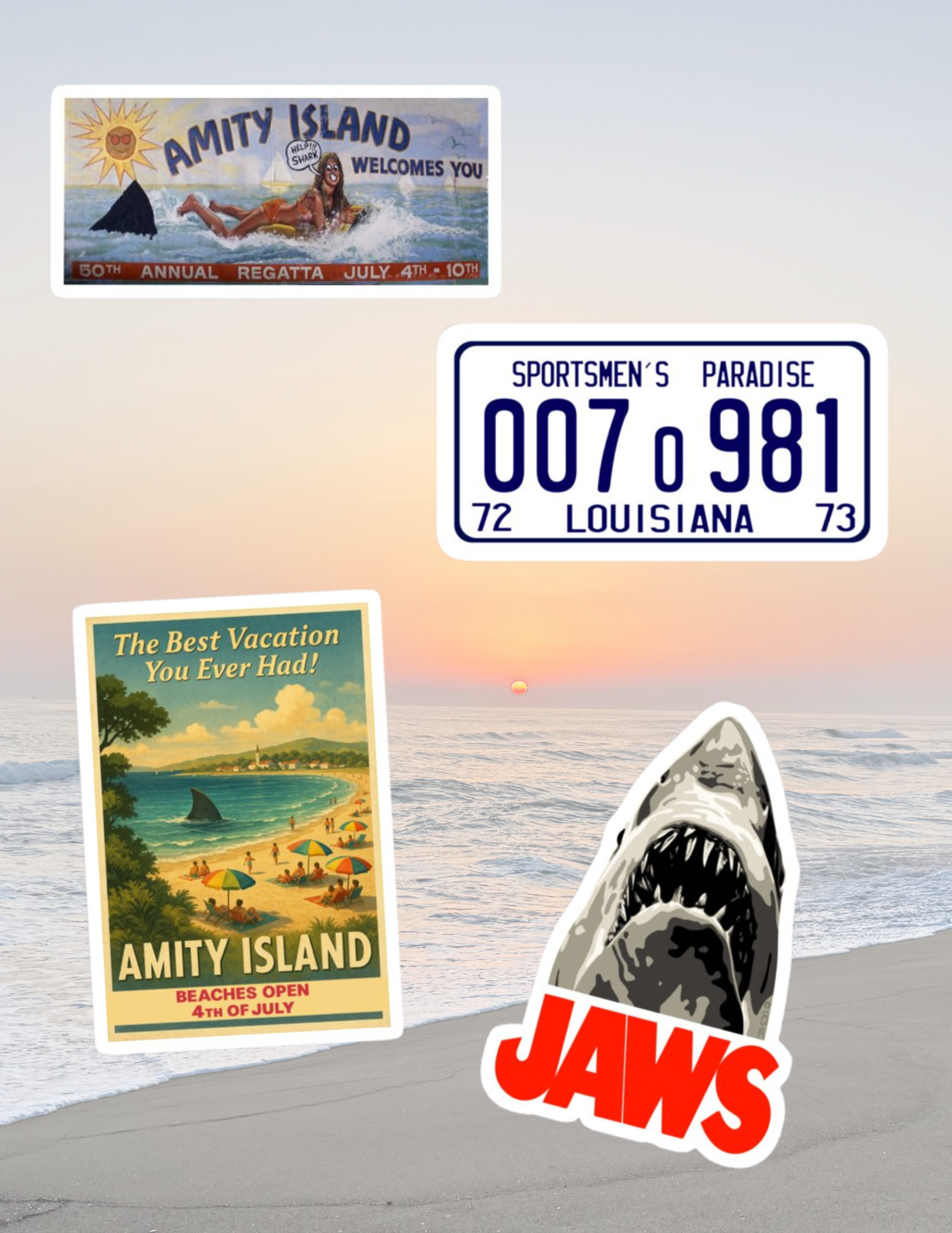 Jaws #2 Horror Movie 4pc Sticker Pack