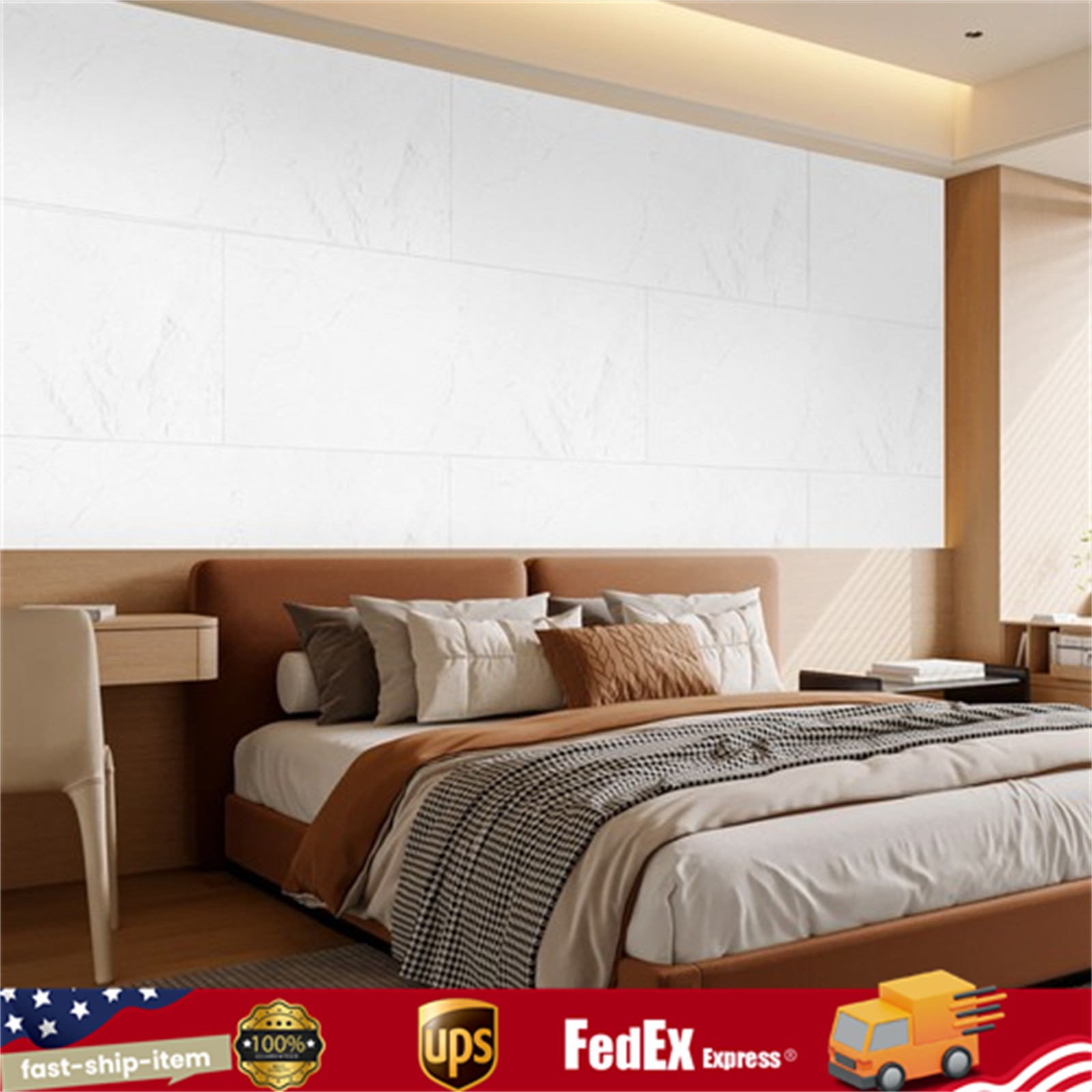 Modern 4 PCS PU Panels Faux Stone Wall Panels White for Interior Wall Decor NEW