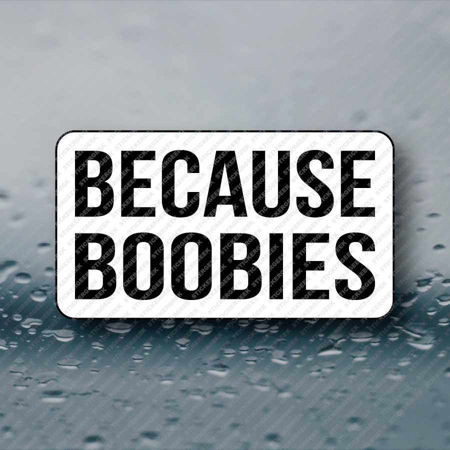 BECAUSE BOOBIES 25-250pcs bulk sticker pack gag prank joke