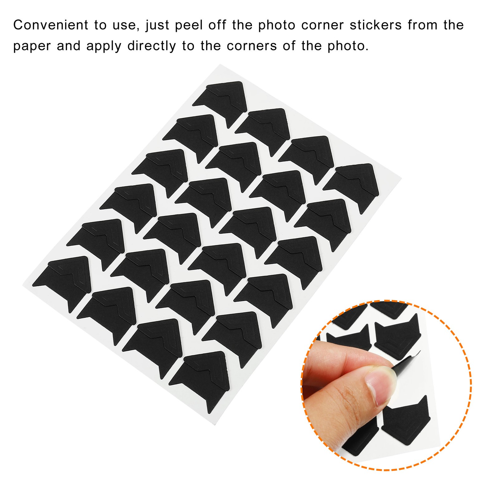 10Sheets/240Pcs Photo Corners Adhesive DIY Picture Mounting Sticker Black