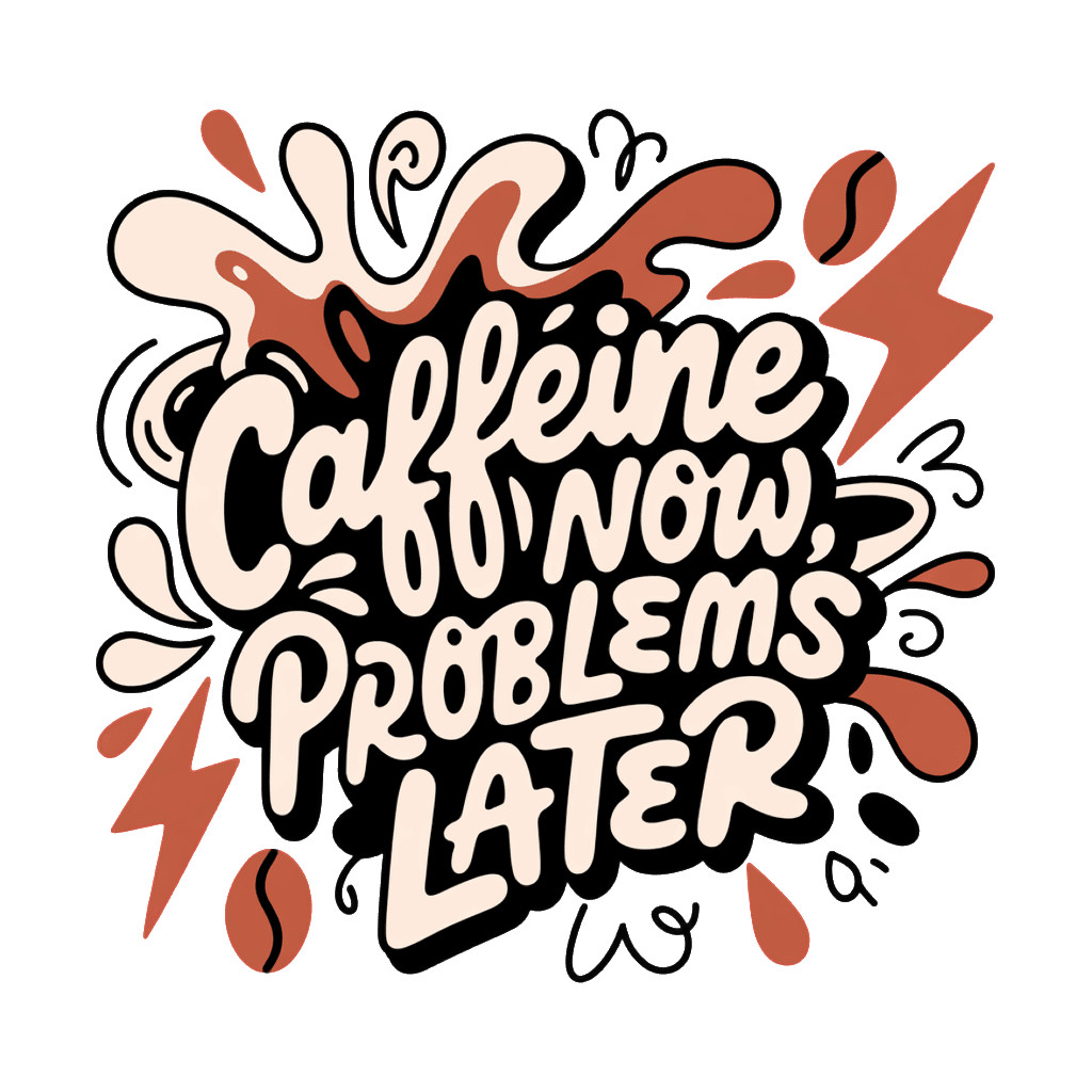 Caffeine Now Problems Later Vinyl Sticker Coffee Lover Retro Quote Decal
