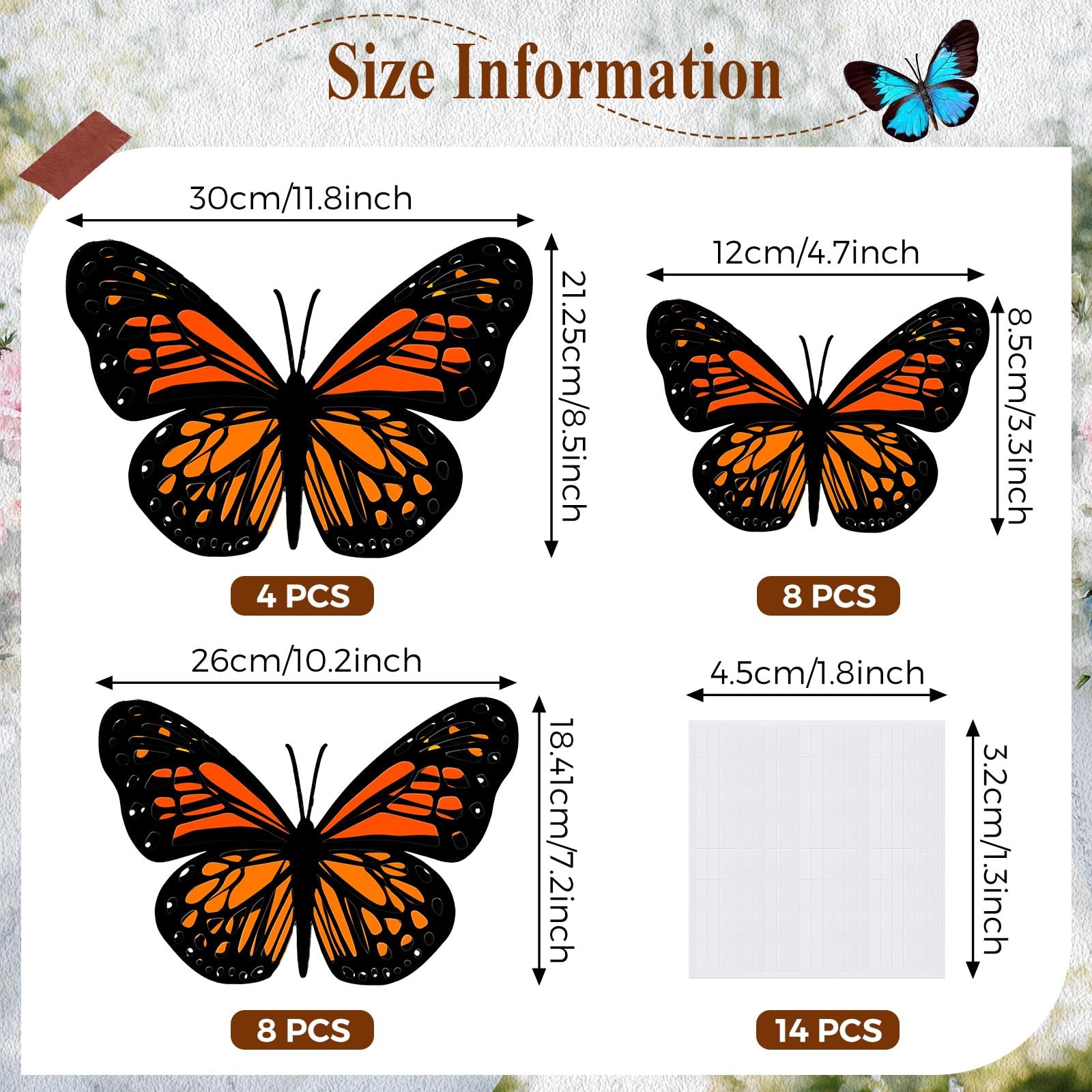 20 Pcs 20 Pcs 3D Large Butterfly Party Decoration 12 10 5inch 2 Layer Giant B…