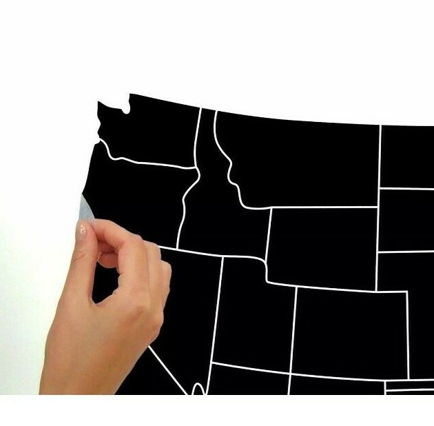RoomMates Giant Wall Decals United States Map Chalk Board w/ Chalk Peel & Stick