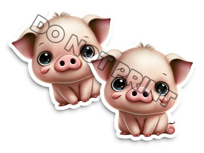 Cute Baby Pig Stickers Cute Piglet Stickers Die Cut Decals M33031 Set of 2