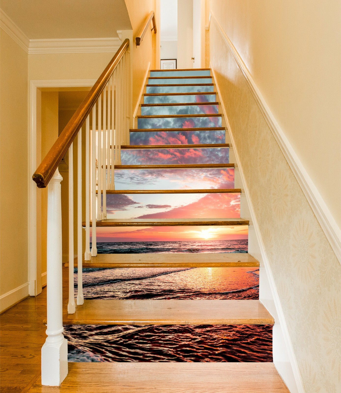 3D Sunset Sea ZHU619 Stair Risers Decoration Photo Mural Vinyl Wallpaper Amy
