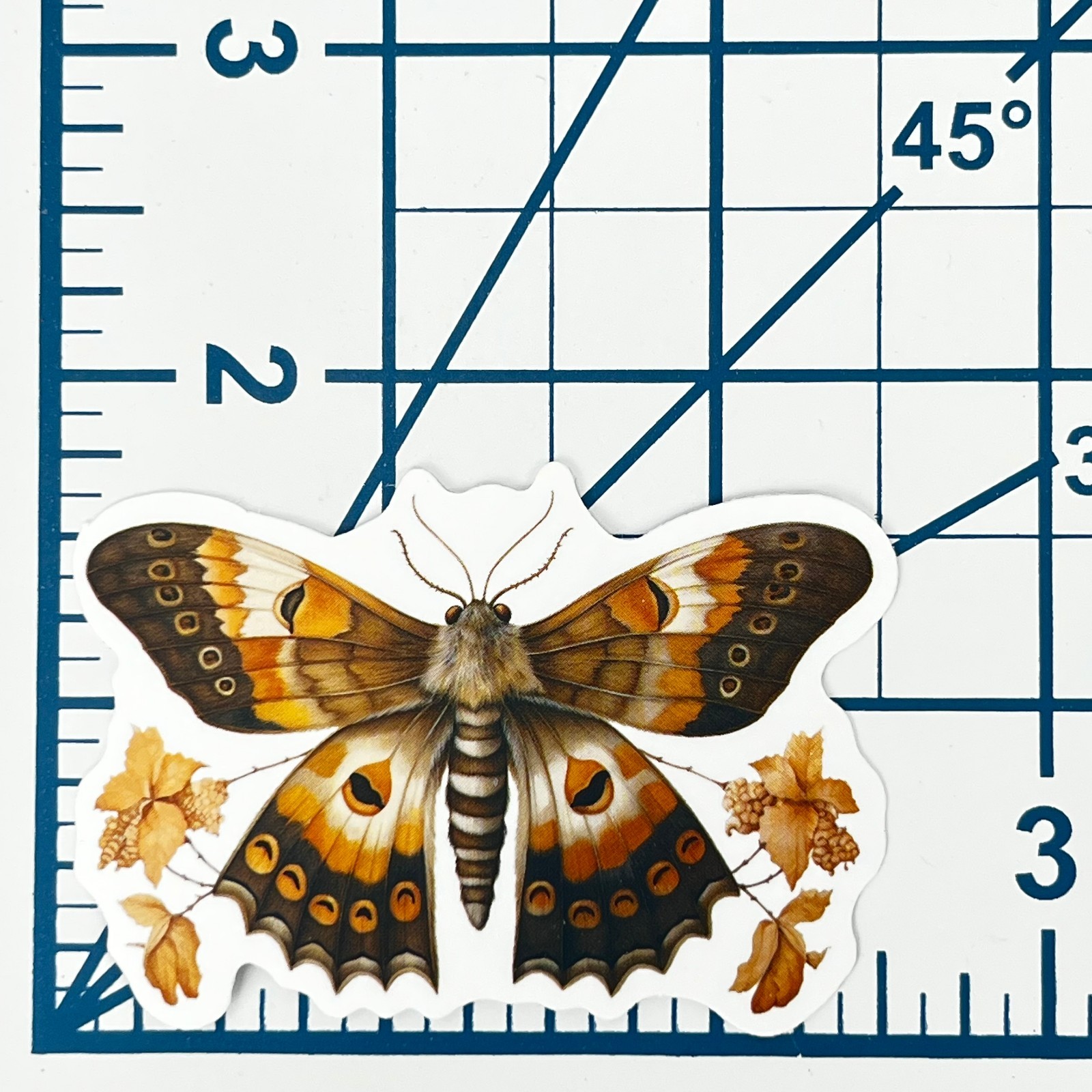 Ochre Tawny Emperor Moth Vinyl Sticker Vintage Orange Insect Journal Laptop