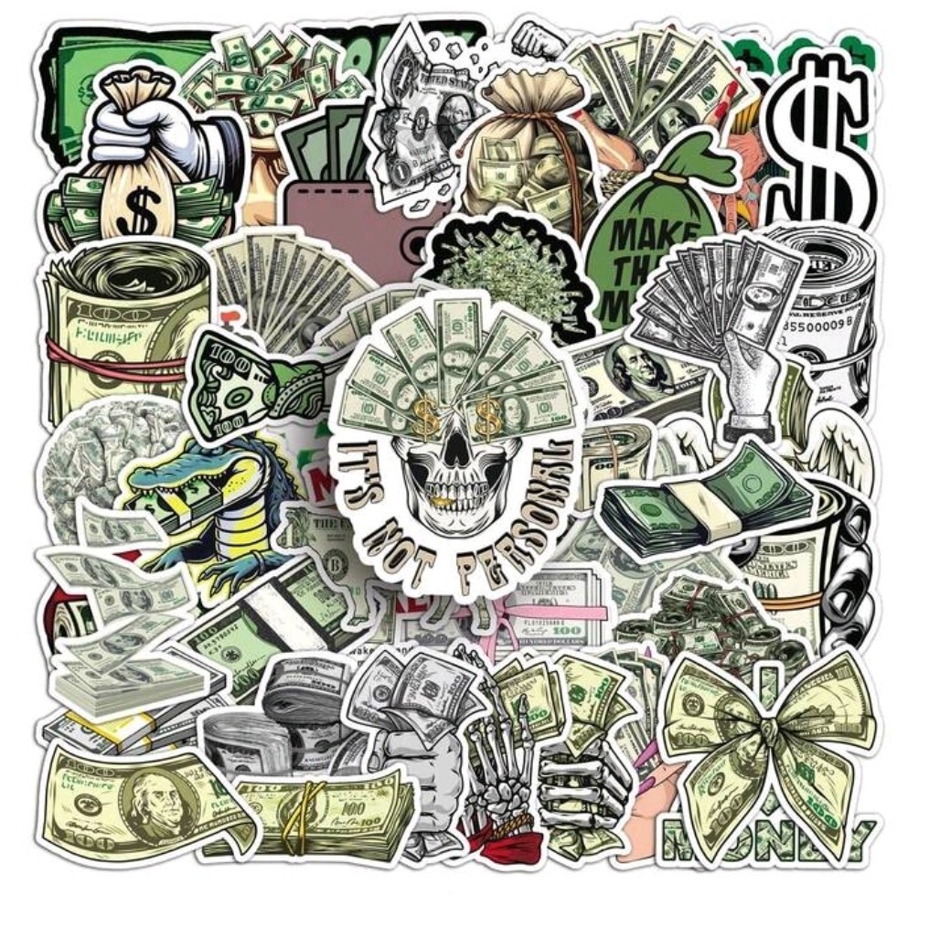20 Pcs Funny Dollar Signs Money Theme Vinyl Stickers, Waterproof,Laptop, Bottles