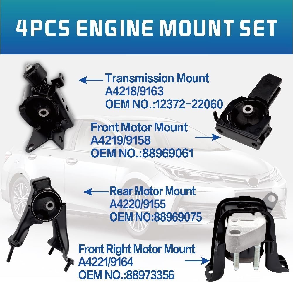 Kits de montaje de transmisión motor para Toyota Corolla 1.8L 2003-2008