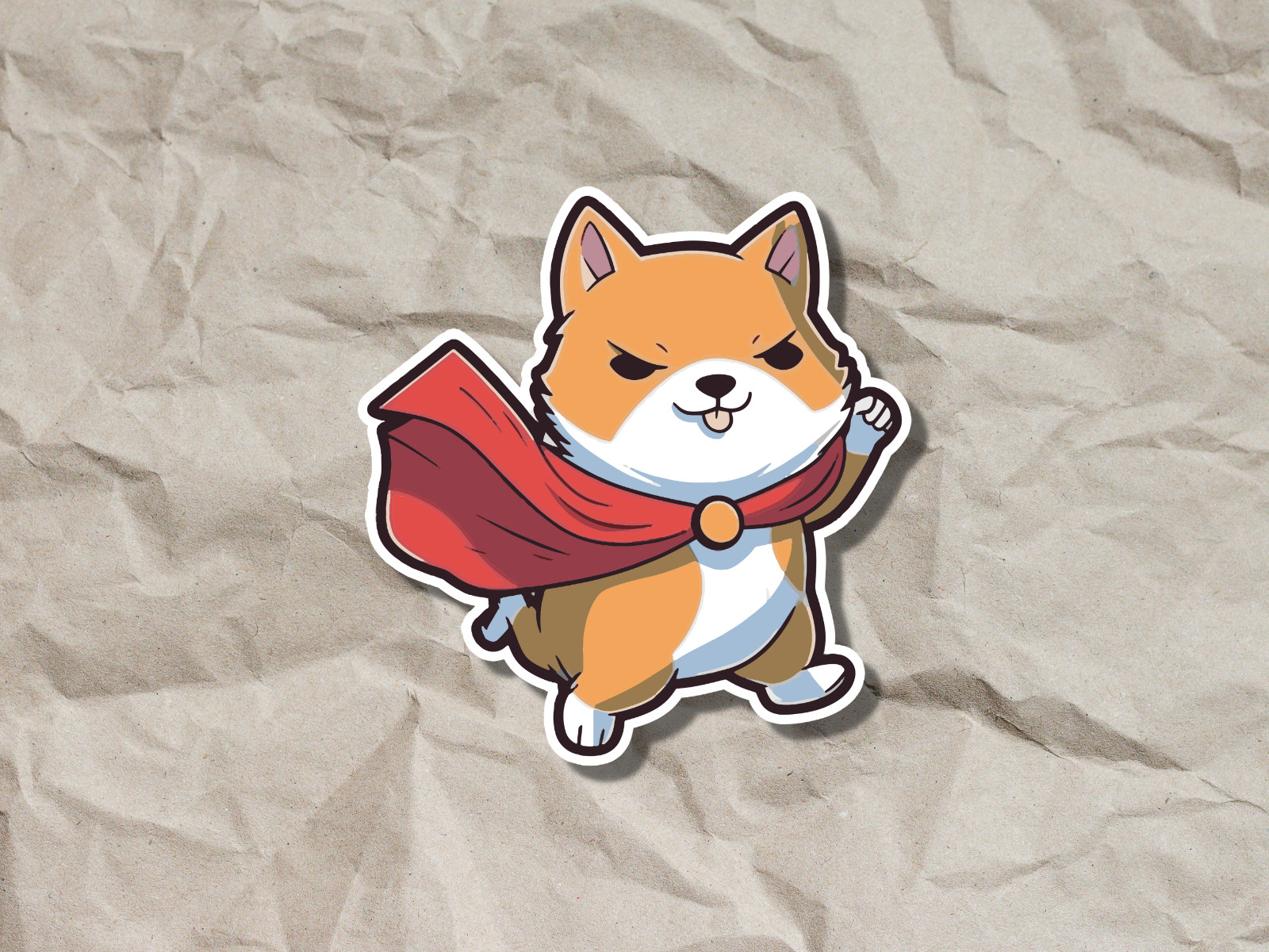 Shiba Inu Dog Superhero Sticker, Am hero, so power, very save Meme Sticker
