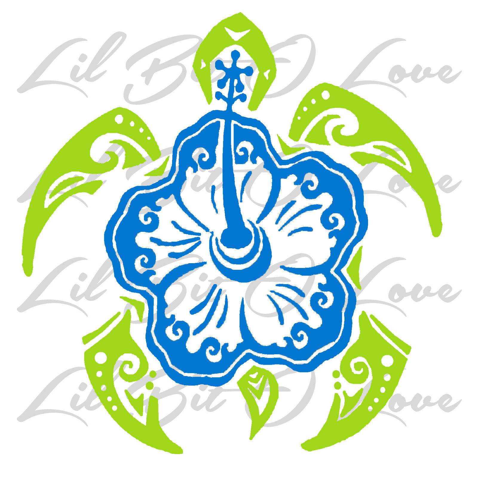 Tribal Hibiscus Sea Turtle Vinyl Decal Sticker Tortoise Beach 2 Color