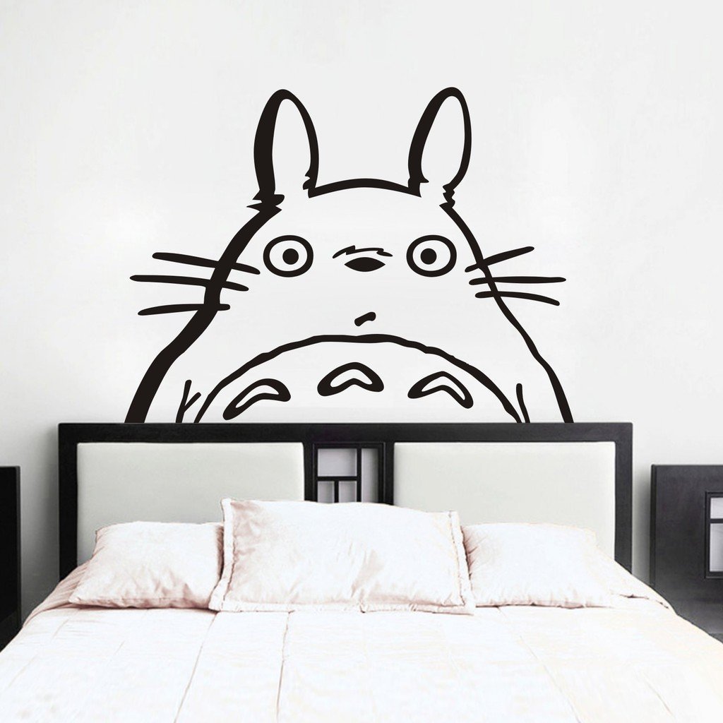 Totoro Inspired Totoro Head Vinyl Wall Decal Sticker Wall Room Black