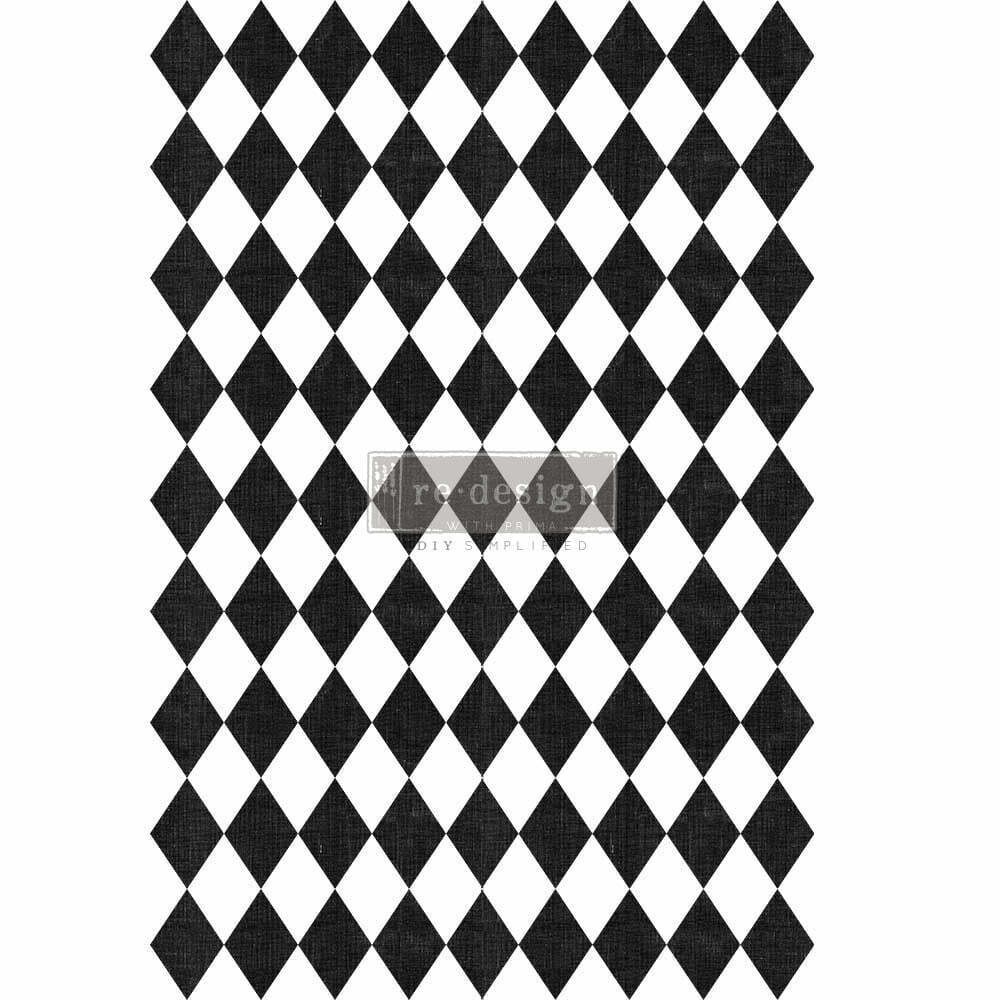 Re Design by Prima Transfer Sticker Harlequin 24×35" Black Diamond Motif