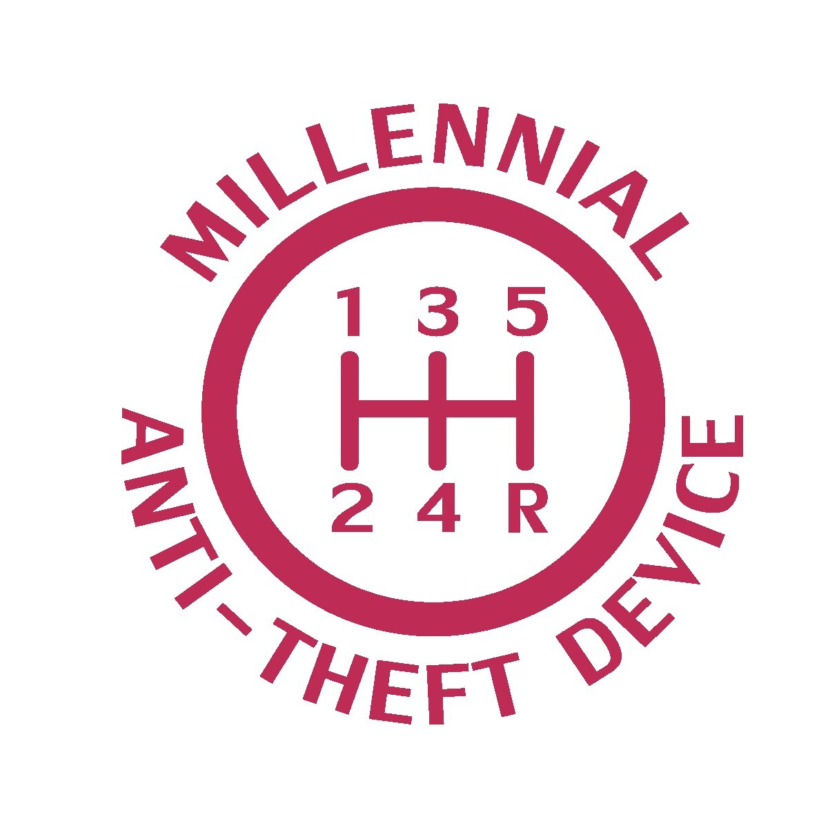 Millennial Anti-Theft Device- Funny Car Decal Sticker, 5 Speed, your color