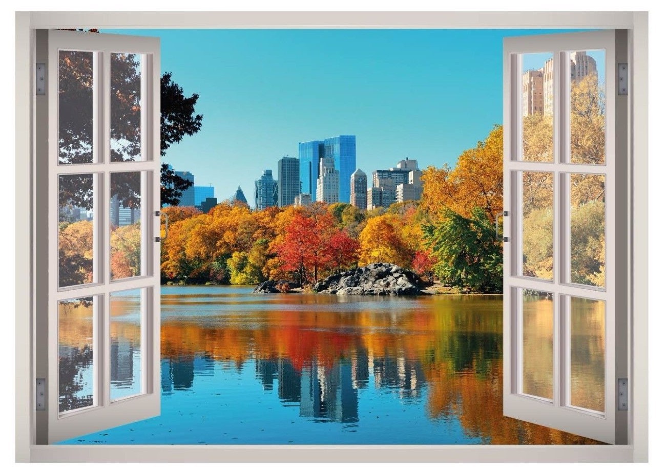 Upper West Side New York Window 3D Wall Decal Art Mural Decor Canvas Vinyl W73