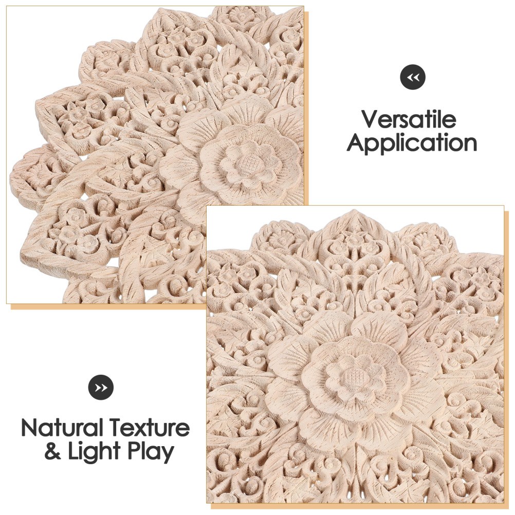 French Round Flower Wall Sticker Wood Carved Appliques Onlays Cabinet Door