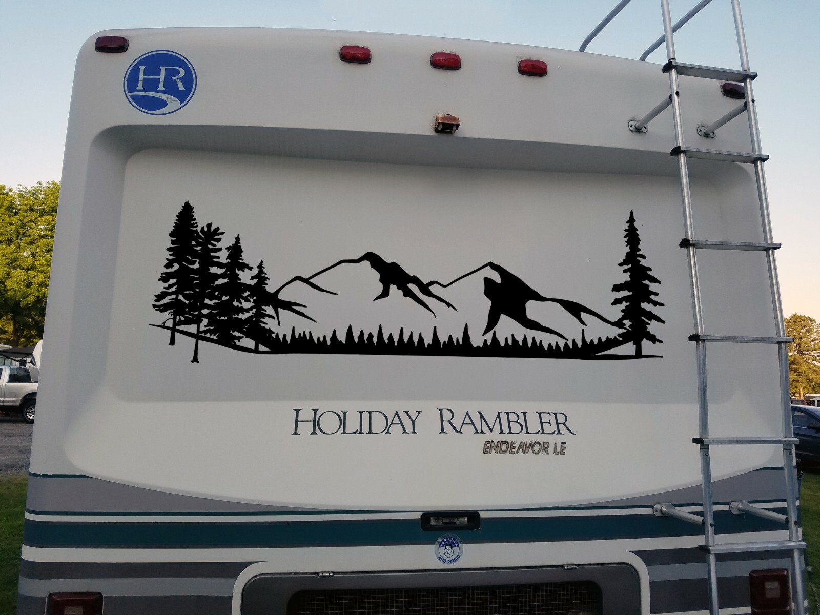 Mountains Forest Scene Vinyl Decal V1 Camper RV Travel Trailer Graphics Sticker
