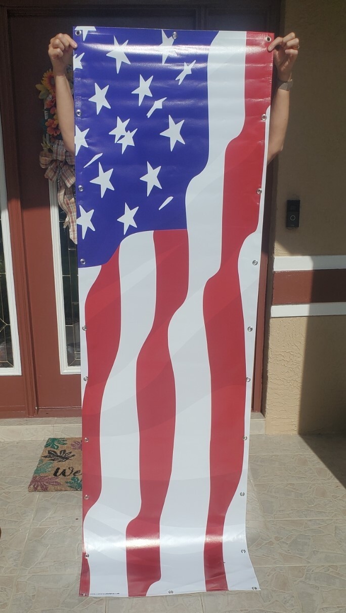 US Flag Patriotic Column Wrap – Square, Round, Or Simply Hang With Grommets.