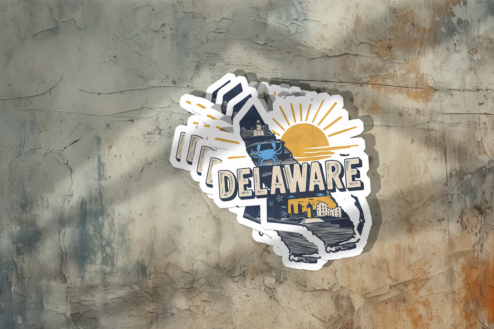 Retro Vinyl State Sticker – Delaware