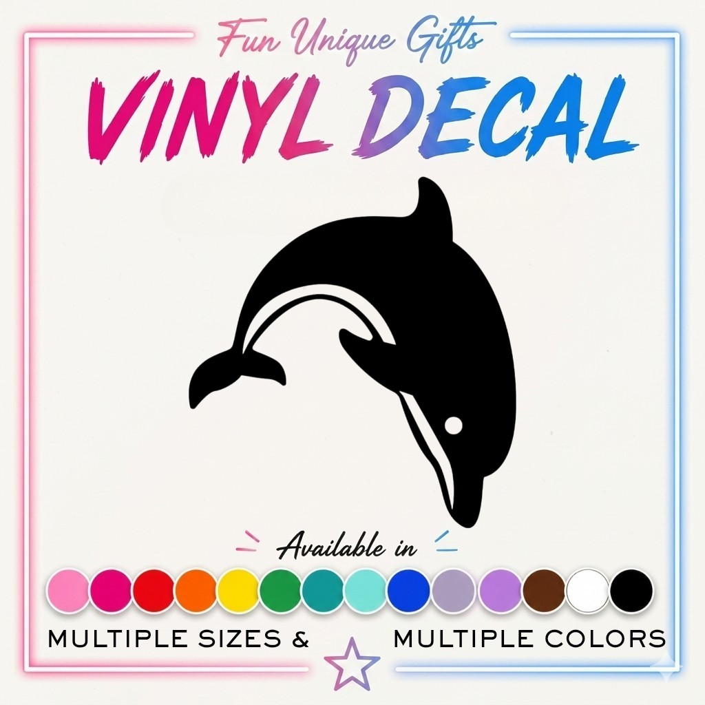 Dolphin Vinyl Decal Sticker -Multiple Colors & Sizes- SHIPS FREE!