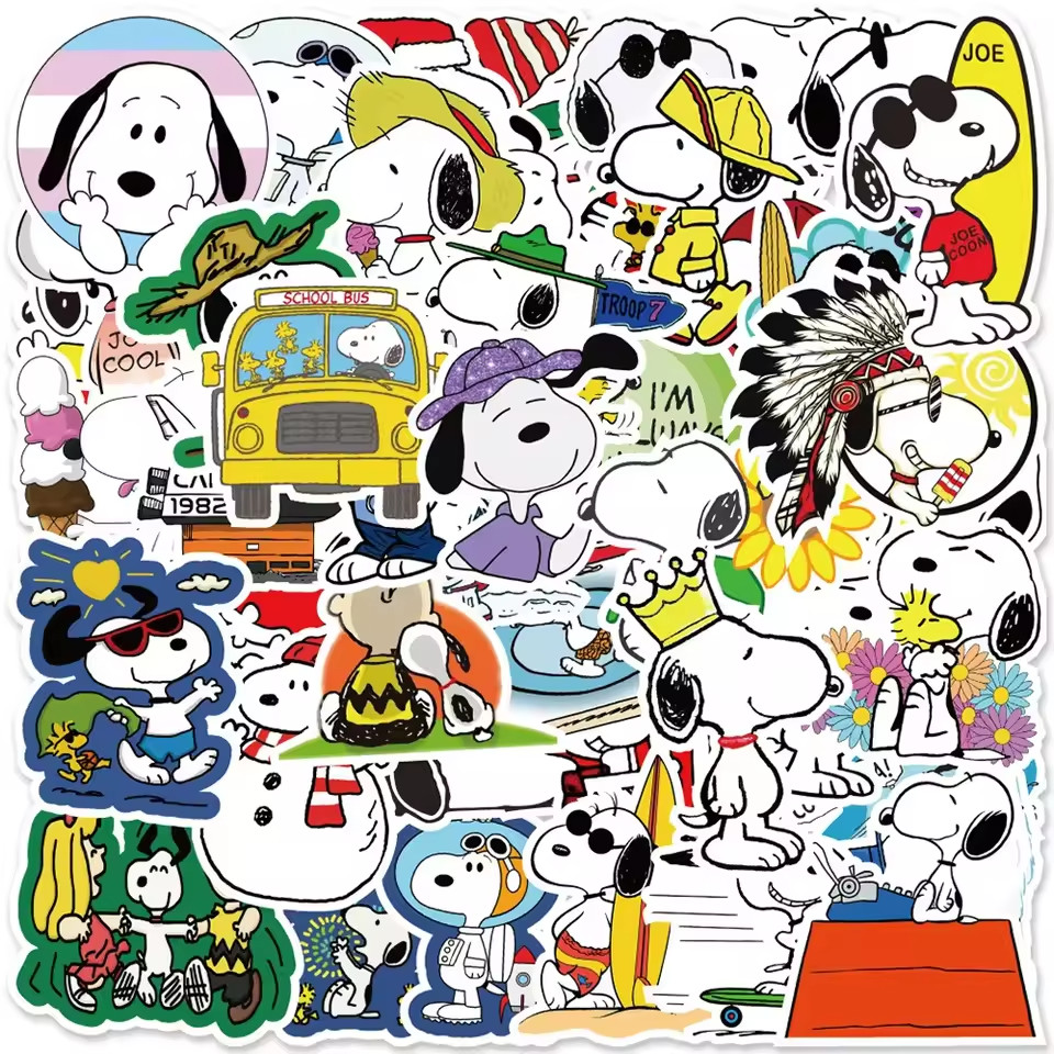 50pc SNOOPY-COWABUNGA Stickers, Great for-Phone, Car, Water Bottle, Laptop, Bike