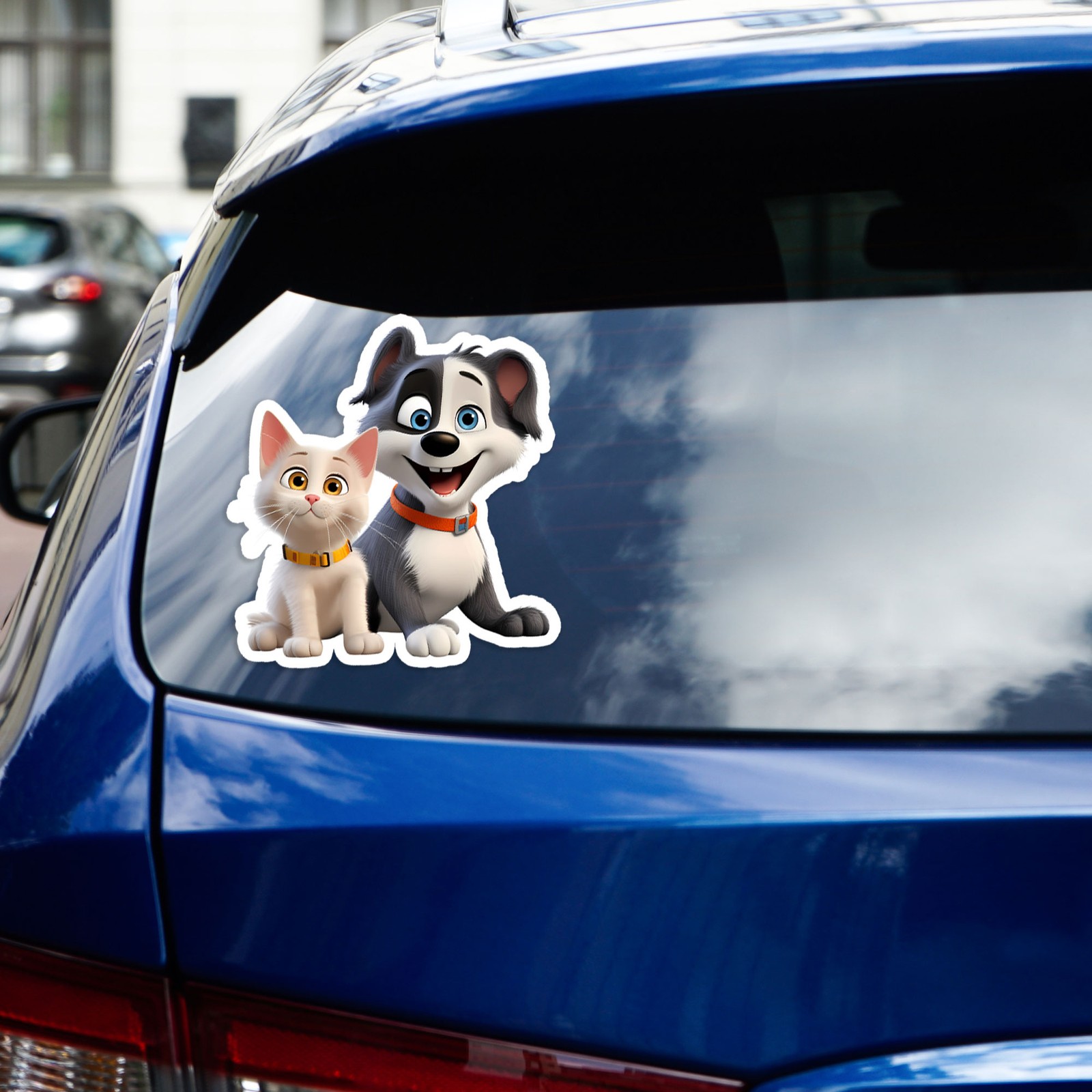 Cartoon Cat and Dog – Vinyl Decal Sticker – Car Window Laptop – #1517