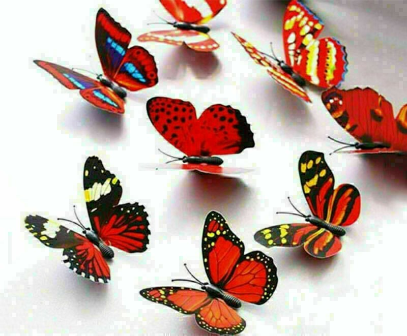 12/24/36/100/Pcs Multicolor Artificial Butterflies with Magnet Home Decorations