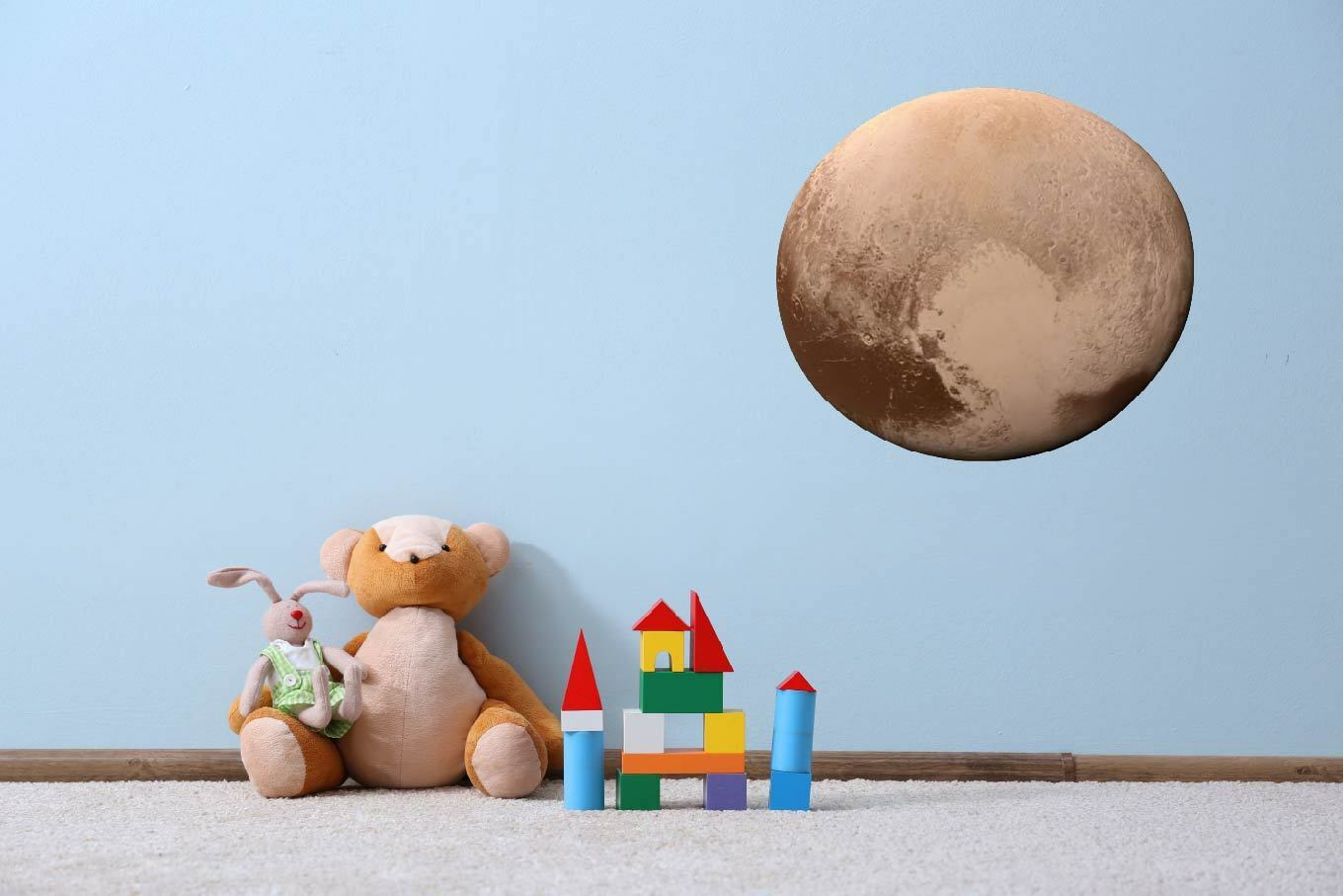 Vinyl Kids Bedroom Living Room Pluto Decor Design Icy Dwarf Planet Wall Decal