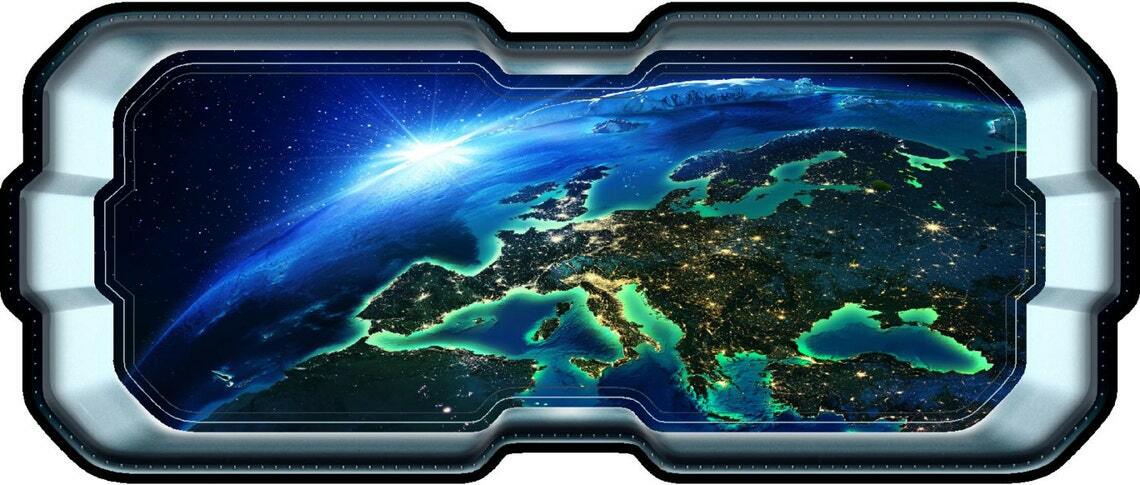 SpaceScape Orbiting Earth 3D Space Ship Window Wall Decal Vinyl Sticker Graphic