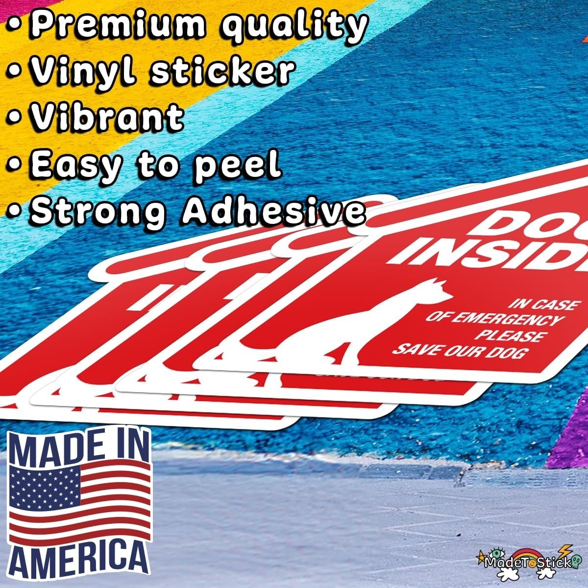 Dog Inside Emergency Rescue Sticker 4-Pack Pet Safety Decal 5"x5"